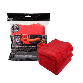 Happy Ending Ultra Plush Edgeless Microfiber Towel, Red 16" x 16" (3 Pack) (Comes in Case of 16 Units)