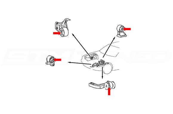 Prothane 90-94 Mitsubishi Eclipse 4 Mount Kit - Black