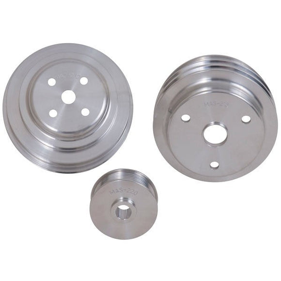 BBK 85-97 GM Truck 305 350 Underdrive Pulley Kit - Lightweight CNC Billet Aluminum (3pc)