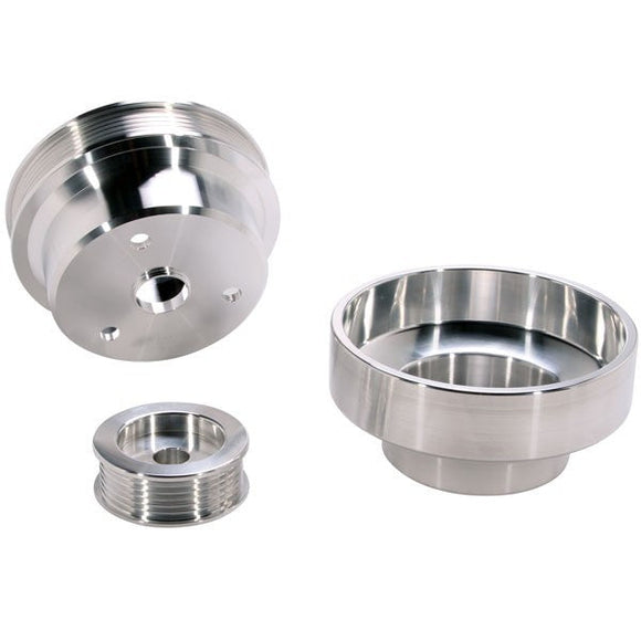 BBK 88-95 GM Truck 4.3 5.0 5.7 Underdrive Pulley Kit - Lightweight CNC Billet Aluminum (3pc)