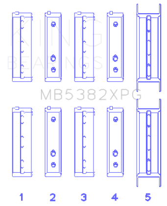 King Subaru EJ20/EJ22/EJ25 (Thrust in #5 Position) Tri-Metal Perf Main Bearing Set - Size +0.25mm