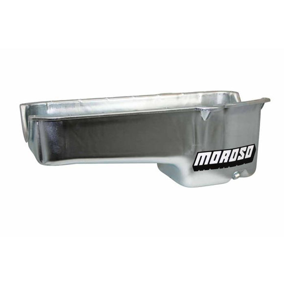 Moroso Pre-80 Chevrolet Small Block (w/Driver Side Dipstick) Wet Sump 5qt 7.5in Steel Oil Pan - Blk