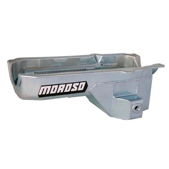 Moroso 86-Up Chevrolet SBC (w/Passenger Side Dipstick) Wet Sump 5.5qt 7.5in Steel Oil Pan - Black