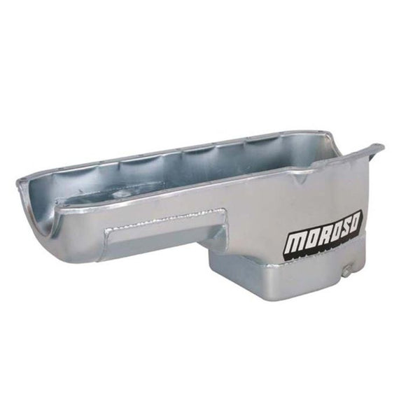 Moroso Pre-85 Chevrolet Small Block (w/Driver Side Dipstick) Wet Sump 6qt 8.25in Steel Oil Pan - Blk