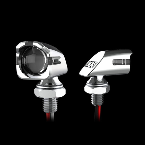 XK Glow Mini Amber Turn Signal Chrome x2