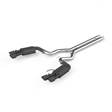 MBRP 18-19 Ford Mustang GT 5.0 3in Dual Split Rear Cat Back w/ Quad 4in Dual Wall Tips- Black Coated