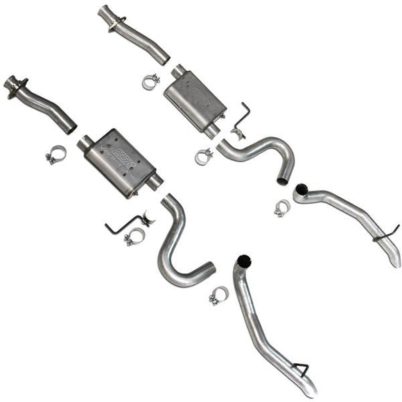 BBK 87-93 Mustang GT Cat Back Kit Varitune Mufflers - Aluminized turn downs