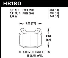 Hawk 03-06 Evo / 04-09 STi / 03-07 350z Track edition/G35 w/ Brembo HPS Street Rear Brake Pads - 0