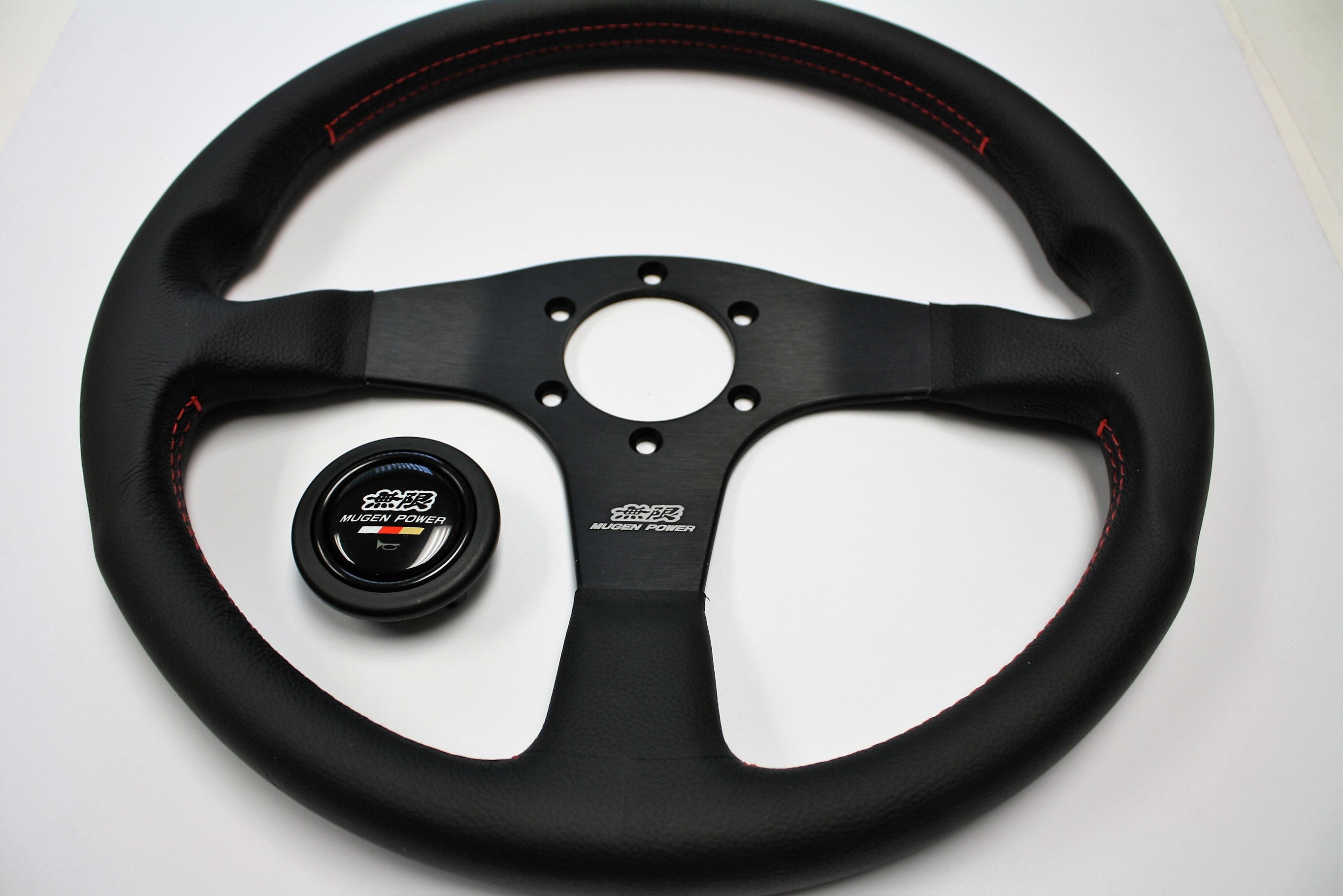 (最終値下げ)MUGEN ステアリングホイール RACING3 MUGEN Racing III Steering Wheel - 350mm (Black Leather / Red