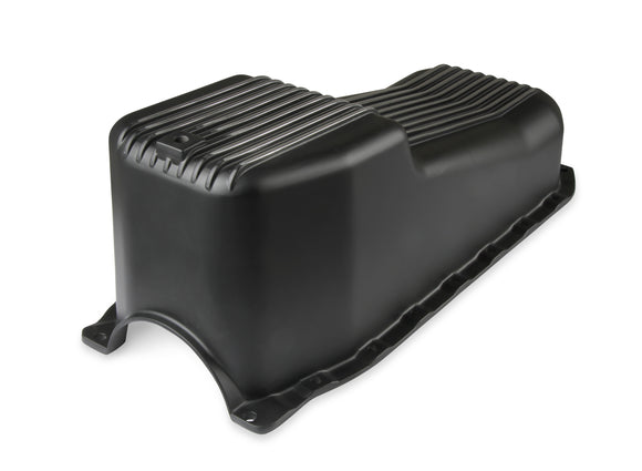 WEIAND ALUM OIL PAN KIT BLK SBC FINNED