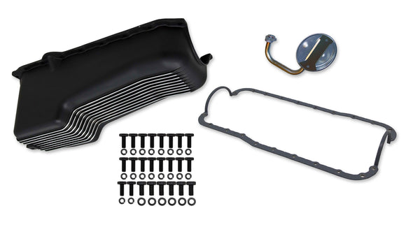WEIAND ALUM OIL PAN KIT BLK SBF FINNED