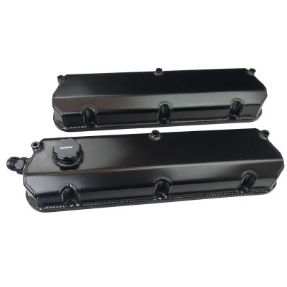 VALVE COVERS, 302/351W FORD, WITH -12AN VAC BREATHER FITTING AND OIL FILL