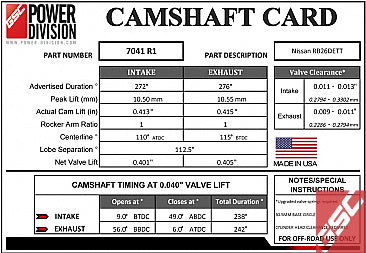 GSC P-D Nissan Skyline R32/R33 RB26DETT R1 Camshafts 272/276 Billet (Requires Head Modification)