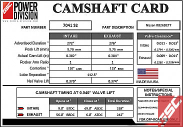 GSC P-D Nissan Skyline R32/R33 RB26DETT S2 Camshafts 272/276 Billet (No Head Mods Req)