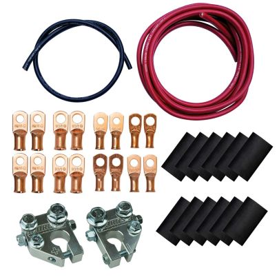 BATTERY CABLE KIT, REMOTE BATTERY, INC POS AND NEG WIRE, WITH BILLET TERMINALS