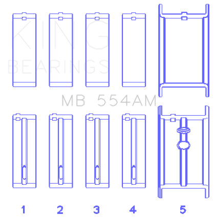 King GM 265/283/302/327 8 Cyl (Size STD) Main Bearing Set