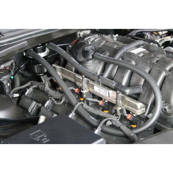 Moroso 05-10 Chrysler 5.7L (w/Stock Intake) Air/Oil Separator Catch Can - Billet Aluminum - Black