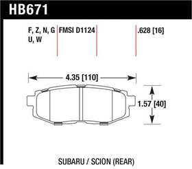 Hawk 2013-2014 Scion FR-S Base 2dr Coupe HPS 5.0 Rear Brake Pads
