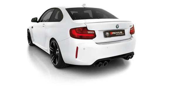 BMW M2 Competion RACING Axle-back-system L/R: RACING sport exhaust centered with 2 integrated valves (selectable tail pipes)