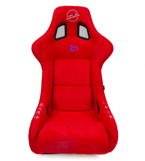 NRG FRP Bucket Seat (Large) Red Alcantara w/ Dragon Livery