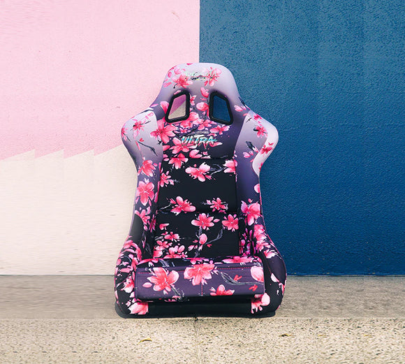 NRG FRP Bucket Seat PRISMA Japanese Cherry Blossom Edition W/ Pink Pearlized Back - Medium