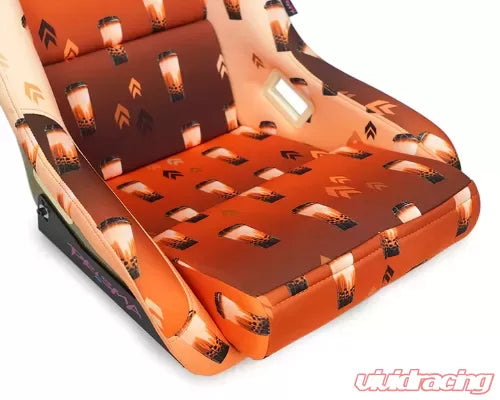 NRG FRP Bucket Seat PRISMA Boba Edition Vegan Material w/ phone pocket - Gold pearl back - Large