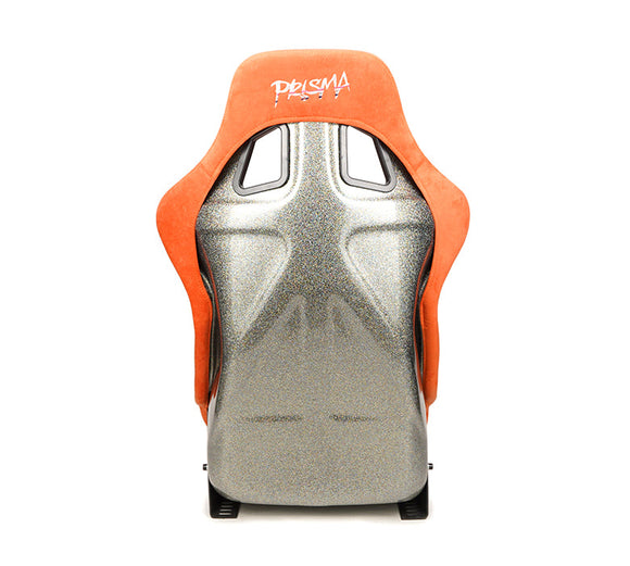 NRG FRP Bucket Seat ULTRA Edition W/ Grey Pearlized Back / Orange Microfiber Material - Large