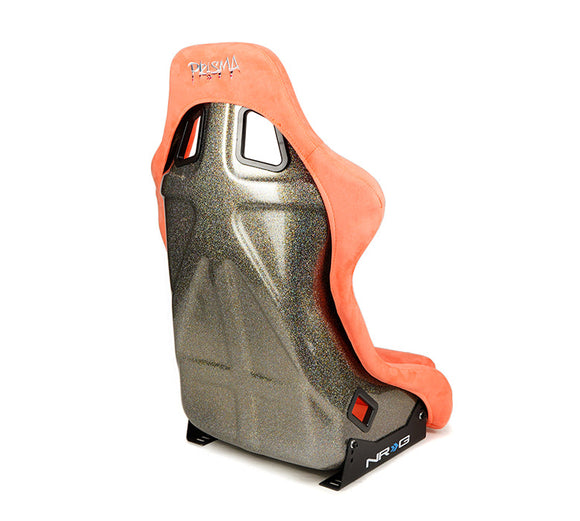 NRG FRP Bucket Seat ULTRA Edition W/ Grey Pearlized Back / Peach Microfiber Material - Large