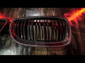 2008-2012 BMW 3 Series (E90) LCI Carbon Fiber Double Slatted Kidney Grilles - 0