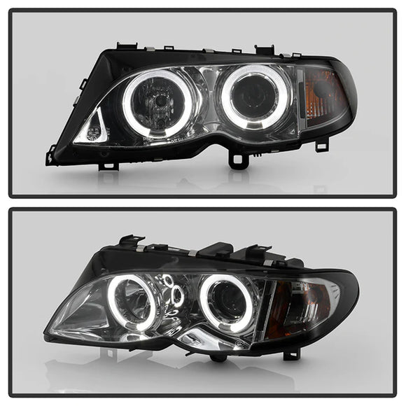 ( Spyder Signature ) BMW E46 3-Series 02-05 4DR Projector Headlights 1PC - LED Halo - Smoke - High H1 (Included) - Low H7 (Included)