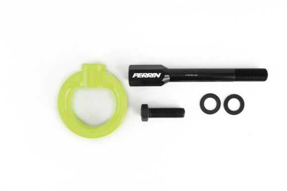 Perrin 08-14 Subaru WRX/STI Sedan Tow Hook Kit (Rear) - Neon Yellow