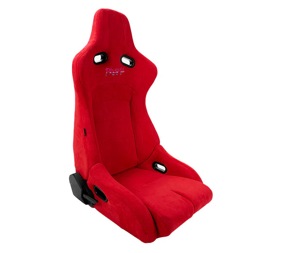 NRG Prisma Lab Reclinable Bucket Racing Seat - Red Vegan Suede (Pair)