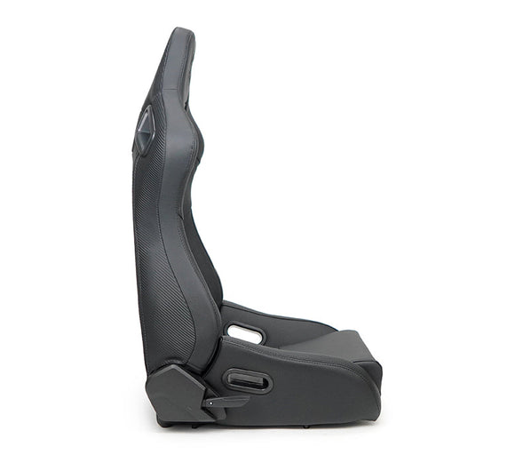 NRG Omega Reclinable Racing Seat (Pair) Black with Black Carbon Vinyl Back