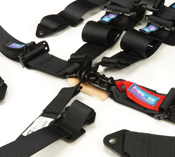 NRG SFI 16.1 5PT 3in Seat Belt Harness with Pads / Latch Link - Black