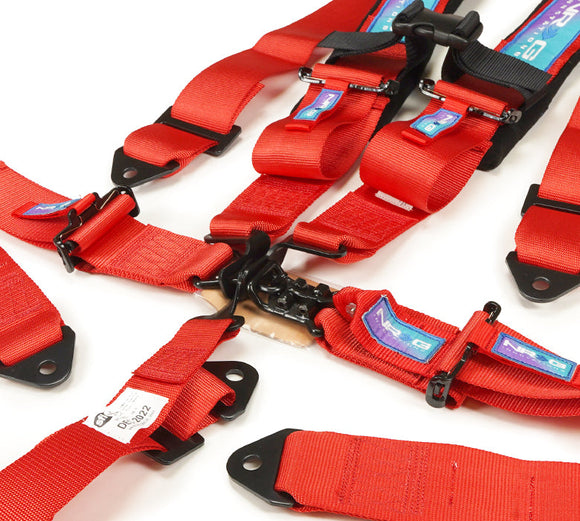 NRG SFI 16.1 5PT 3in Seat Belt Harness with Pads / Latch Link - Red