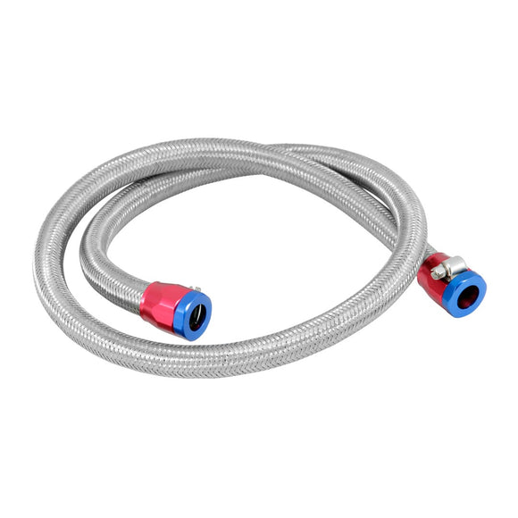 Spectre Stainless Steel Flex Fuel Line 3/8in. ID - 3ft. w/Clamps Red/Blue