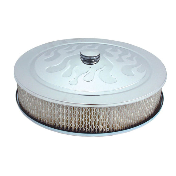 Spectre Air Cleaner 14in. x 3in. Flamed Chrome - White Paper