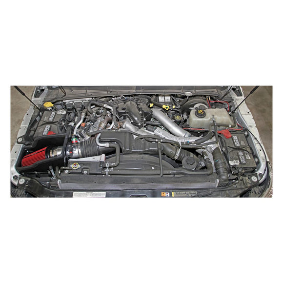 Spectre 11-14 Ford F-Series SD V8-6.7L DSL Air Intake Kit - Polished w/Red Filter
