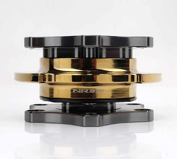 NRG Quick Release SFI SPEC 42.1 - Gun Metal Body / Gold Shinny Ring