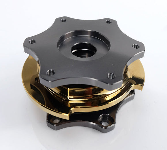 NRG Quick Release SFI SPEC 42.1 - Gun Metal Body / Gold Shinny Ring