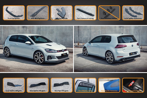 Flow Designs MK7.5 Golf GTI Full Lip Splitter Set With Rear Valance & Fairing