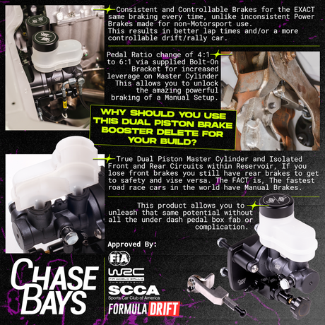 Chase Bays Toyota JZX90 Dual Piston Brake Booster Delete w/Bolt-On 6:1 Pedal Ratio