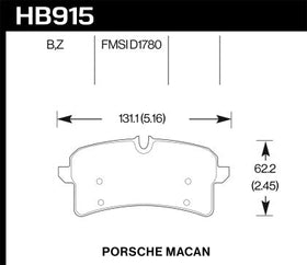 Hawk 15-18 Porsche Macan Performance Ceramic Rear Brake Pads - 0