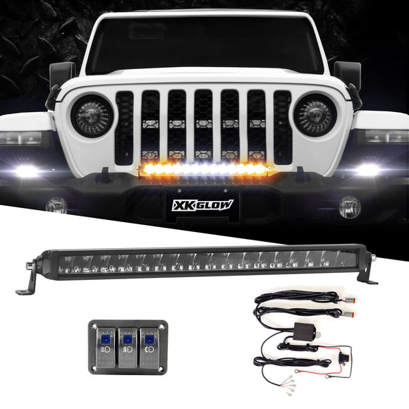XK Glow Razor Light Bar Fog + Strobe + High Beam Driving Kit 20in