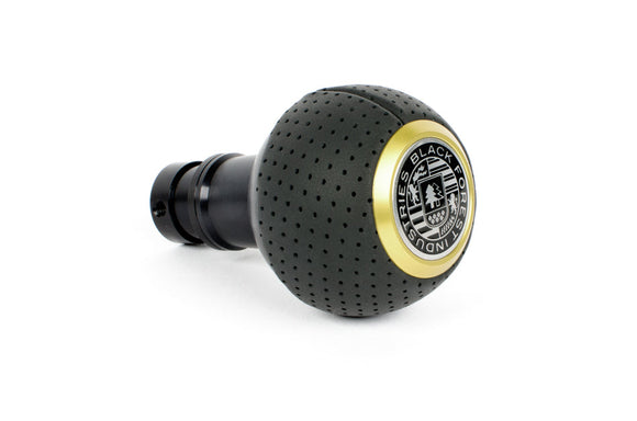 BFI Heavy Weight Shift Knob SCHWARZ - Air Leather - Gold Top (BMW Fitment)