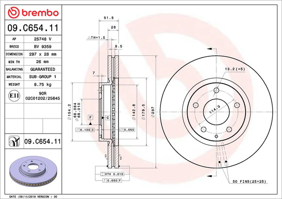 Brembo 14-18 Mazda 6/13-15 CX-5 Front Premium UV Coated OE Equivalent Rotor GHR133251