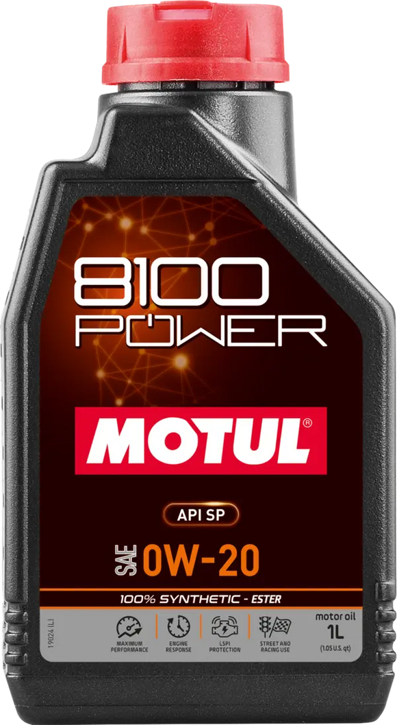 Motul 1L Synthetic Engine Oil 8100 Power 0W20