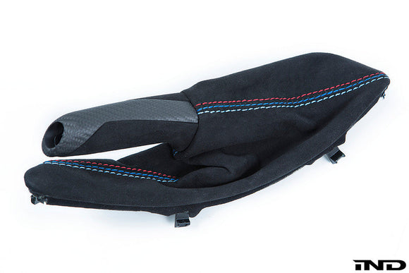 IND F8X M3 / M4 Matte Carbon + Alcantara Shift Boot Set - Straight Stitch