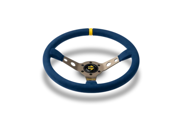 MOMO MOD.07 350 Diam 72 Dish Blue Microfiber Anthracite Anodized Spokes 1 Stripe