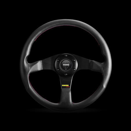 Momo Tuner Steering Wheel 350 mm - Black Leather/Red Stitch/Black Spokes